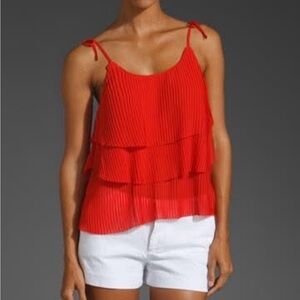 Patterson J Kincaid red ruffled camisole blouse